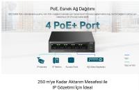 TP-LINK LS105GP 4 PORT GIGABIT + 1 PORT RJ45 UPLINK POE 65W 250 METRE POE MESAFE METAL KASA SWITCH - 2
